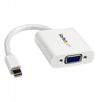 StarTech.com Mini DisplayPort uz VGA adapteris - Aktīvs Mini DP uz VGA pārveidotājs - 1080p video - mDP vai Thunderbolt 1/2 Mac/PC uz VGA monitoru/projektoru/displeju - mDP 1.2 uz VGA dongle - Balts