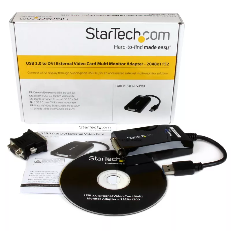 StarTech.com USB 3.0 uz DVI / VGA adapteris – 2048x1152, 3.2 Gen 1 (3.1 Gen 1), USB Type-A, DVI izeja, 2048 x 1152 pikseļi