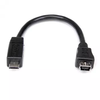 StarTech.com 6 collu Micro USB uz Mini USB adaptera kabelis M/F, 0,15 m, Mini-USB B, Micro-USB A, vīriešu/sieviešu, melns