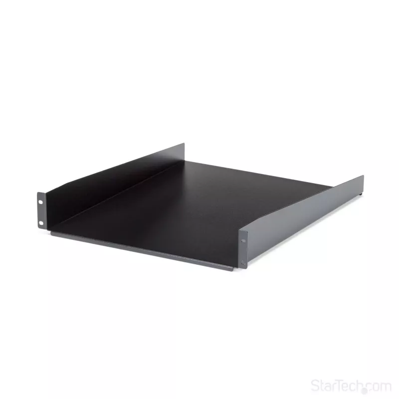 StarTech.com 2U servera statīva plaukts - universāls konsoles plaukts 19 collu tīkla iekārtu statīvam un skapim - izturīgs tērauds – svara ietilpība 23 kg - 22 collu dziļa paplāte, melns