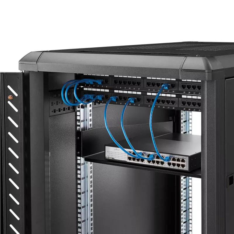 StarTech.com 2U servera statīva plaukts - universāls konsoles plaukts 19 collu tīkla iekārtu statīvam un skapim - izturīgs tērauds – svara ietilpība 23 kg - 22 collu dziļa paplāte, melns