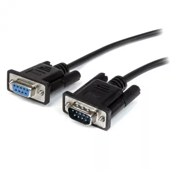StarTech.com 1m melns DB9 RS232 seriālais pagarinātājkabelis - vīriešu/sieviešu
