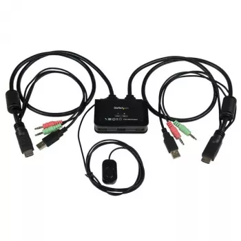 StarTech.com 2 Portu USB HDMI KVM Slēdzis ar Audio un Tālvadības Pogu – USB Barots