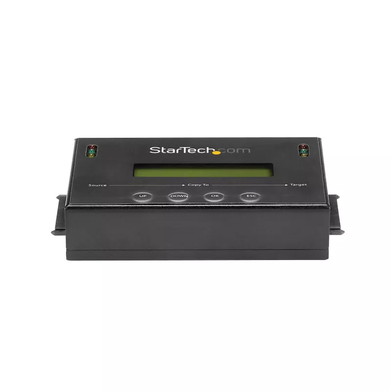 StarTech.com SATDUP11 1:1 Diskrēts cietā diska dublikators un dzēsējs, SATA HDD/SSD klonētājs un dzēsējs, LCD displejs, TAA atbilstīgs, neatkarīgs no OS