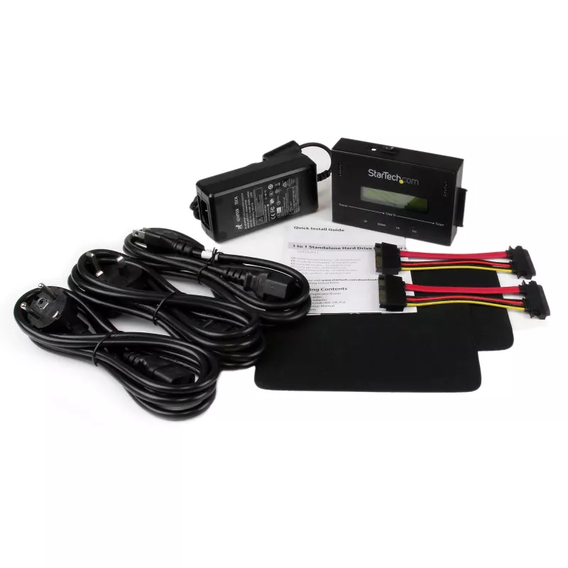 StarTech.com SATDUP11 1:1 Diskrēts cietā diska dublikators un dzēsējs, SATA HDD/SSD klonētājs un dzēsējs, LCD displejs, TAA atbilstīgs, neatkarīgs no OS