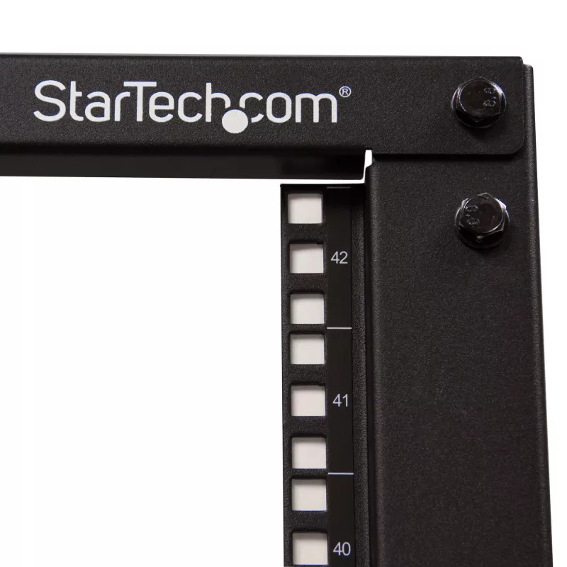 StarTech.com 4-Post 42U mobilais atvērtais serveru statīvs, četru stabu 19 collu tīkla statīvs ar riteņiem, ritošs statīvs ar regulējamu dziļumu datoru/AV/datu/IT iekārtām - riteņi, izlīdzināšanas kājiņas vai grīdas montāža