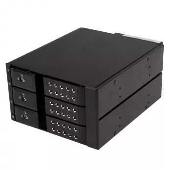 StarTech.com 3 nodalījumu alumīnija bezpaliktņu karstās maiņas mobilais plaukts aizmugurplāksne 3.5 inch SAS II/SATA III - 6 Gbps HDD
