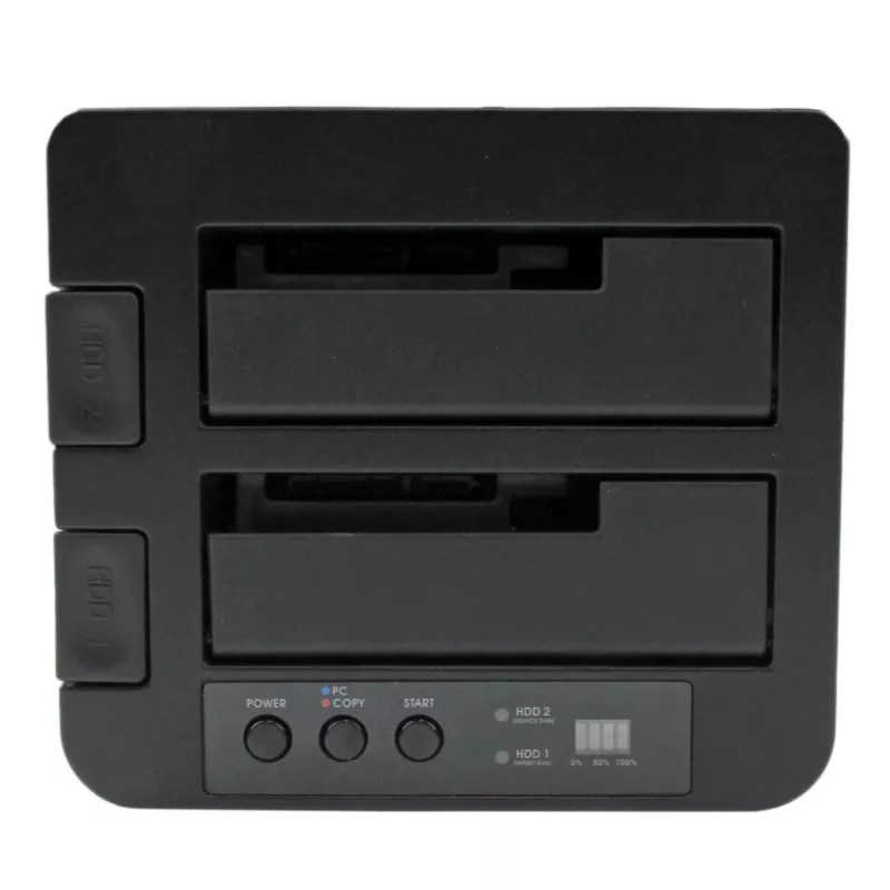 StarTech.com Divu nodalījumu cietā diska dublikators, autonoms USB 3.0 (5 Gbps) / eSATA uz 2.5/3.5 collu SATA III HDD/SSD klonētājs/kopētājs, cietā diska dokstacija, cietā diska klonētājs