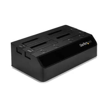 StarTech.com 4-Bay USB 3.0 uz SATA cieto disku dokstacija, ārējais 2.5/3.5 collu SATA III SSD/HDD doks, karstā nomaiņa, augšējā ievietošana