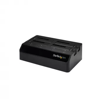 StarTech.com 4-Bay USB 3.0 uz SATA cieto disku dokstacija, ārējais 2.5/3.5 collu SATA III SSD/HDD doks, karstā nomaiņa, augšējā ievietošana