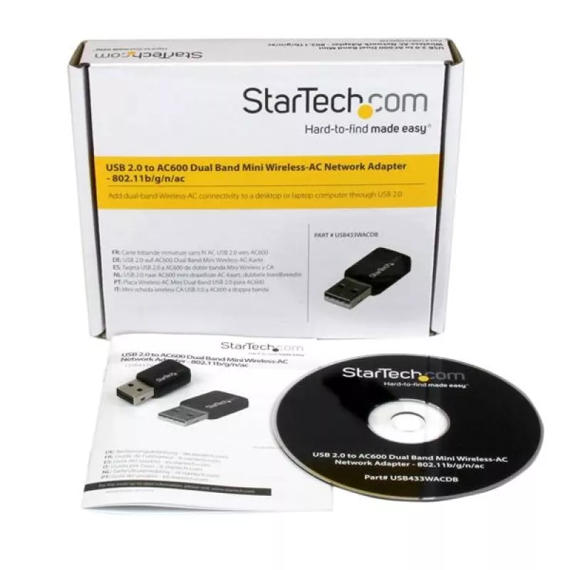 StarTech.com USB 2.0 AC600 Mini Dual Band Wireless-AC Tīkla Adapteris - 1T1R 802.11ac WiFi Adapteris