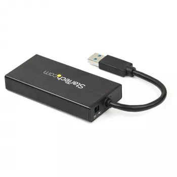 StarTech.com 3 portu pārnēsājams USB 3.0 centrmezgls ar Gigabit Ethernet - alumīnija korpuss un iebūvēts kabelis