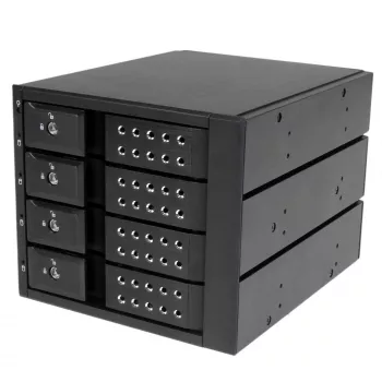 StarTech.com 4 slotu alumīnija bezpaliktņu karstās maiņas mobilais statīvs 3.5 collu SAS II/SATA III - 6 Gbps cietajiem diskiem