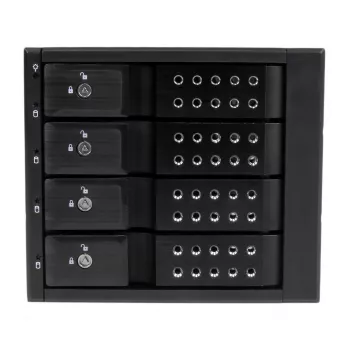 StarTech.com 4 slotu alumīnija bezpaliktņu karstās maiņas mobilais statīvs 3.5 collu SAS II/SATA III - 6 Gbps cietajiem diskiem