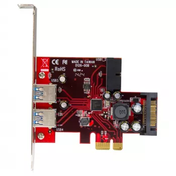 StarTech.com 4 Portu PCI Express USB 3.0 Karte - 2 ārējie un 2 iekšējie - SATA barošana - UASP atbalsts - 2x iekšējie (IDC) mātesplates stila savienotāji