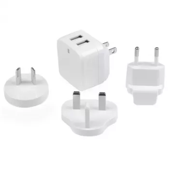 StarTech.com Divu portu USB sienas lādētājs - starptautiskajiem ceļojumiem - 17W/3.4A - balts