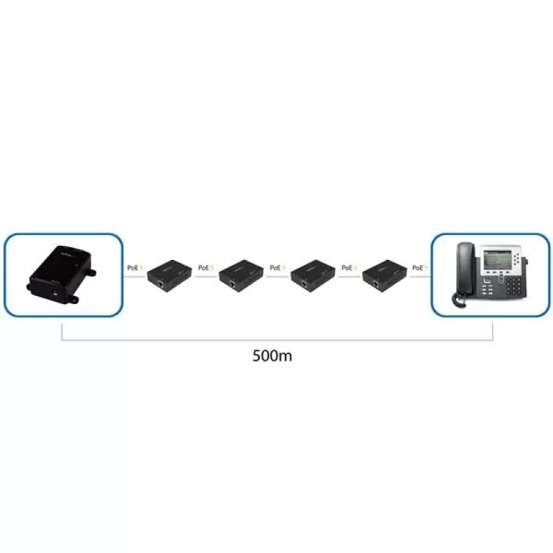 StarTech.com 1-Port Gigabit PoE+ pagarinātājs - 802.3at un 802.3af - 100 m (330 pēdas)