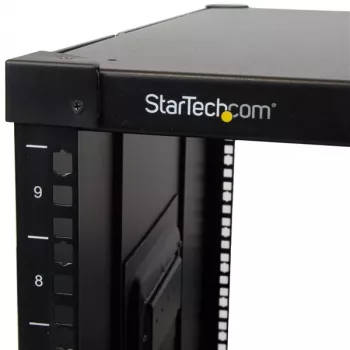 StarTech.com 4-Post 9U Mobilais atvērtā rāmja serveru statīvs, četru stabu tīkla statīvs ar riteņiem, 19 collu ritošais statīvs mājas/biroja šaurām telpām, mazs datu statīvs datoru/AV/IT aprīkojumam - TAA atbilstīgs