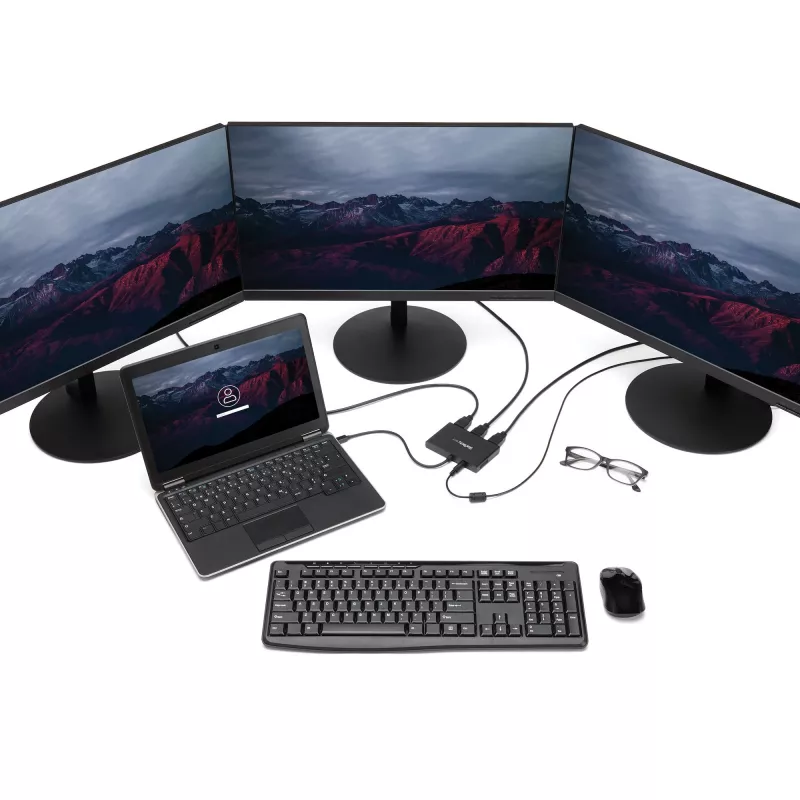 StarTech.com 3-Portu daudzmonitoru adapteris - Mini DisplayPort uz HDMI MST centrmezgls - trīskāršs 1080p vai divkāršs 4K 30Hz - video sadalītājs paplašinātā darbvirsmas režīmā tikai Windows - mDP 1.2 uz 3x HDMI