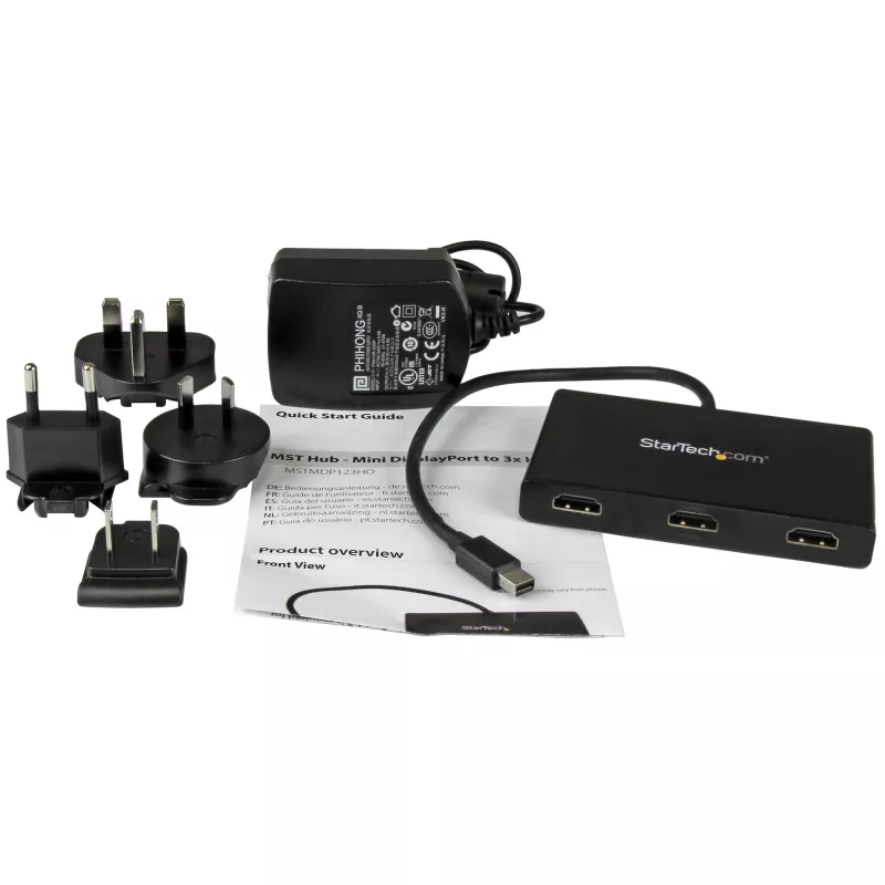 StarTech.com 3-Portu daudzmonitoru adapteris - Mini DisplayPort uz HDMI MST centrmezgls - trīskāršs 1080p vai divkāršs 4K 30Hz - video sadalītājs paplašinātā darbvirsmas režīmā tikai Windows - mDP 1.2 uz 3x HDMI