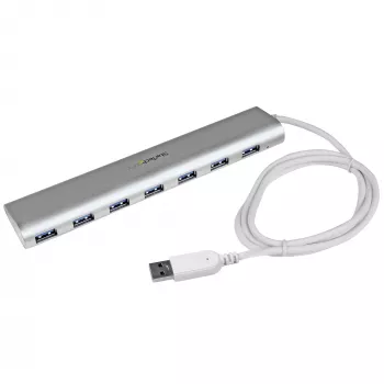 StarTech.com 7 portu USB 3.0 centrmezgls, USB-A uz 7x USB-A, 5 Gbps, izturīgs, ar barošanas bloku