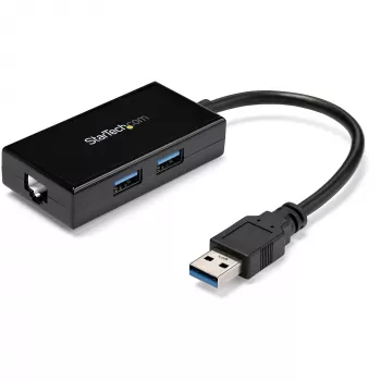 StarTech.com USB 3.0 uz Gigabit Ethernet adapteris ar diviem USB 3.0 portiem, 30cm kabelis