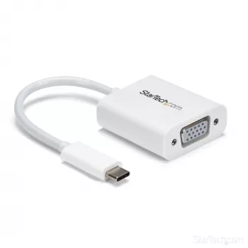 StarTech.com USB-C uz VGA adapteris - Balts, 3.2 Gen 1 (3.1 Gen 1), USB Type-C, VGA (D-Sub) izeja, 1920 x 1200 pikseļi