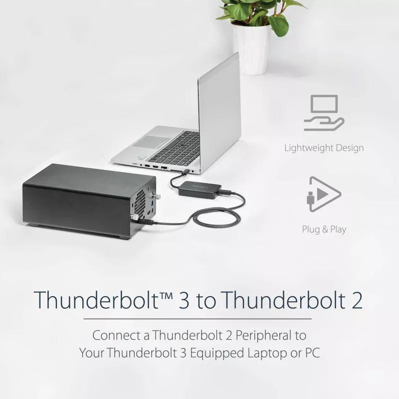 StarTech.com Thunderbolt 3 uz Thunderbolt 2 adapteris - TB3 klēpjdatoram pie TB2 displejiem un ierīcēm - Thunderbolt 2 20Gbps vai Thunderbolt 1 10Gbps pārveidotājs - Thunderbolt 3 sertificēts - Windows/Mac