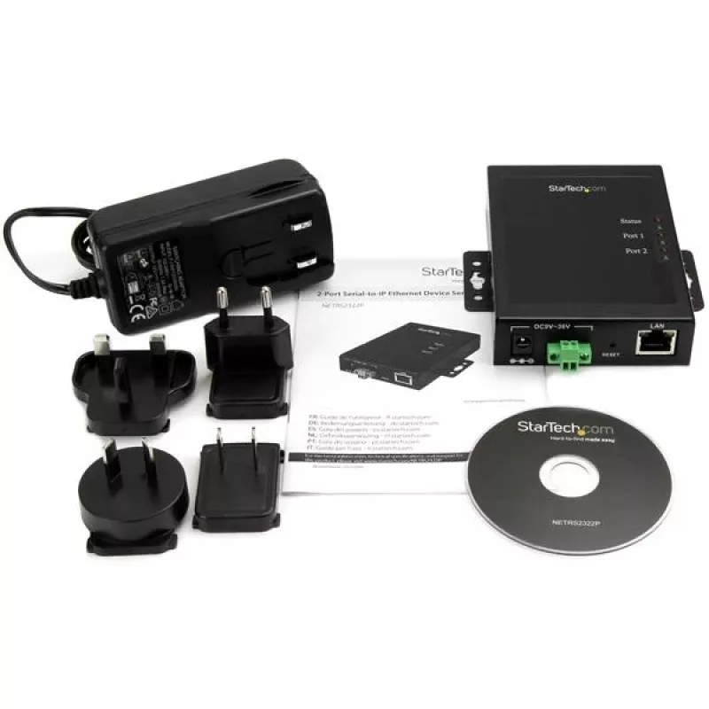 StarTech.com 2-Port Serial-to-IP Ethernet Device Server - RS232 - Metāla un Montējams