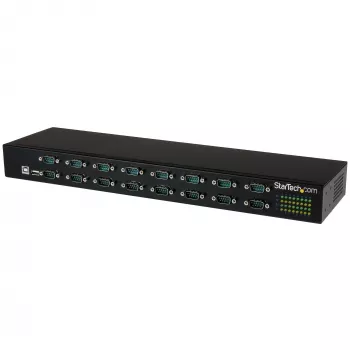 StarTech.com 16-Portu USB–RS232 sērijvada adaptera centrmezgls, USB 2.0 Type-B, 480 Mbit/s, Melns, Tērauds, 36 W