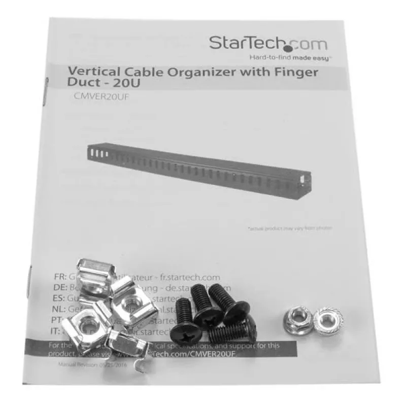 StarTech.com Vertikālais kabeļu organizētājs ar pirkstu kanāliem - 0U - 3 pēdas