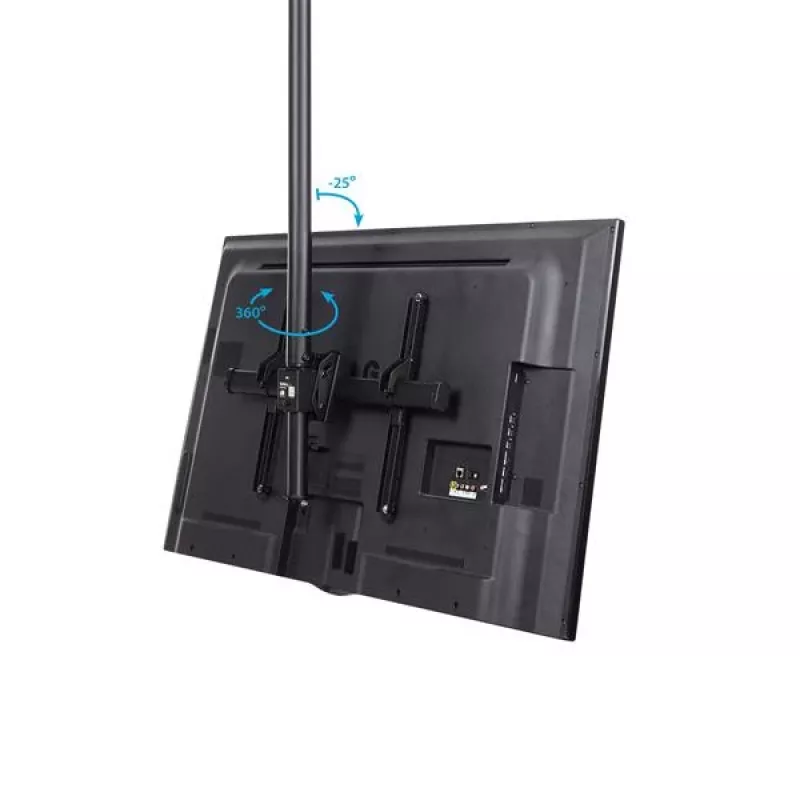 StarTech.com Griestu TV Kronšteins - Pilnas Kustības Universāls Piekarināms Viena Ekrāna Kronšteins ar Regulējamu Teleskopisko Stabu - Slīpums / Pagrieziens - VESA Kronšteins 32 inch-75 inch Displejiem