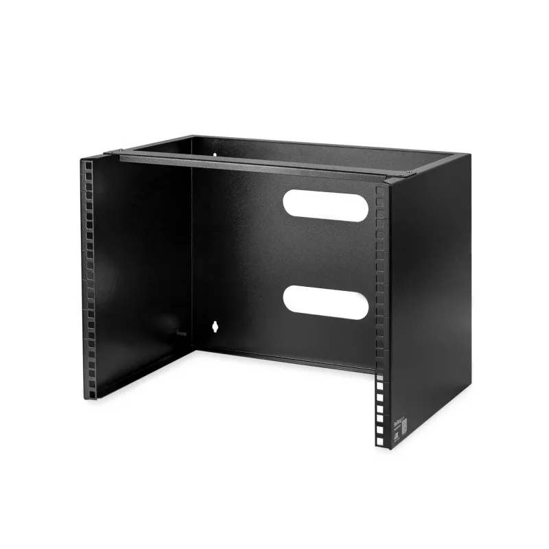 StarTech.com 8U sienas stiprinājuma tīkla statīvs - 14 collu dziļš (zema profila) - 19 collu sadales paneļa kronšteins seklajiem serveriem un IT iekārtām, tīkla slēdžiem - 80 mārciņu/36 kg svara ietilpība, melns
