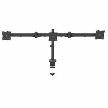 StarTech.com Galda Trīskāršā Monitora Pamatne - Ergonomisks VESA 3 Monitoru Stiprinājums līdz 27 collām - Šarnīrveida un Augstumā Regulējams Staba Stiprinājums - Slīpums/Pagrieziens/Rotācija LCD/LED Ekrāniem - Galda Skava/Caurums