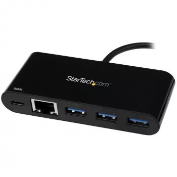 StarTech.com 3 portu USB-C centrmezgls ar Gigabit Ethernet un 60W Power Delivery caurlaidi klēpjdatora uzlādei