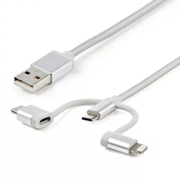 StarTech.com 1 m USB daudzfunkciju uzlādes kabelis - USB uz Micro-USB, USB-C vai Lightning - Apple MFi sertificēts - 3-in-1 - pīts