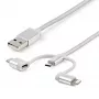 StarTech.com 1 m USB daudzfunkciju uzlādes kabelis - USB uz Micro-USB, USB-C vai Lightning - Apple MFi sertificēts - 3-in-1 - pīts