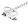 StarTech.com 1 m USB daudzfunkciju uzlādes kabelis - USB uz Micro-USB, USB-C vai Lightning - Apple MFi sertificēts - 3-in-1 - pīts