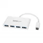 StarTech.com 4 portu USB-C centrmezgls ar 4x USB-A pieslēgvietām (USB 3.0 SuperSpeed 5Gbps) – USB kopnes barots – pārnēsājams/klēpjdatora USB-C uz USB-A adaptera centrmezgls – USB 3.2 Gen 1 Type-C centrmezgls – balts