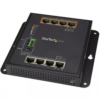 StarTech.com Industriālais 8 Portu Gigabit PoE Slēdzis - 4 x PoE+ 30W - Jaudīgs Tīkla Slēdzis - Rūdīts L2 Pārvaldāms Slēdzis IP30/-40°C līdz +75°C - TAA