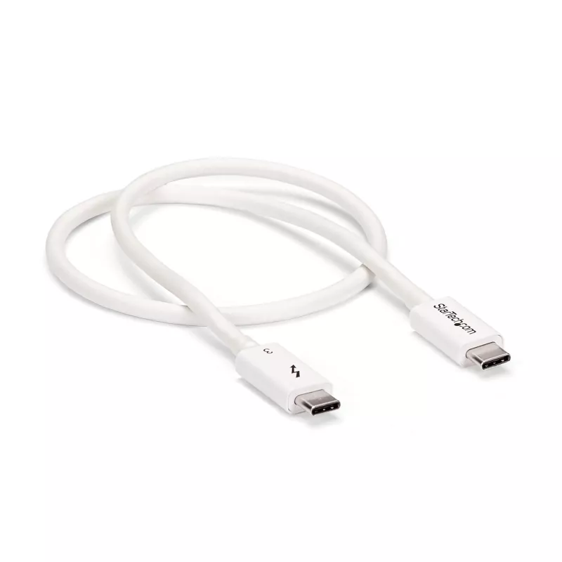 StarTech.com Thunderbolt 3 kabelis - 40Gbps - 0.5m - Balts - saderīgs ar Thunderbolt, USB un DisplayPort