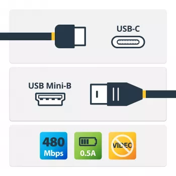 StarTech.com USB-C uz Mini-USB kabelis - vīriešu/vīriešu - 2 m - USB 2.0