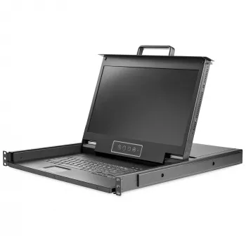 StarTech.com 1U LCD KVM konsole ar 17,3 collu HD monitoru, VGA, USB, 1920x1080, iekšējais tastatūras un skārienpaliktņa bloks