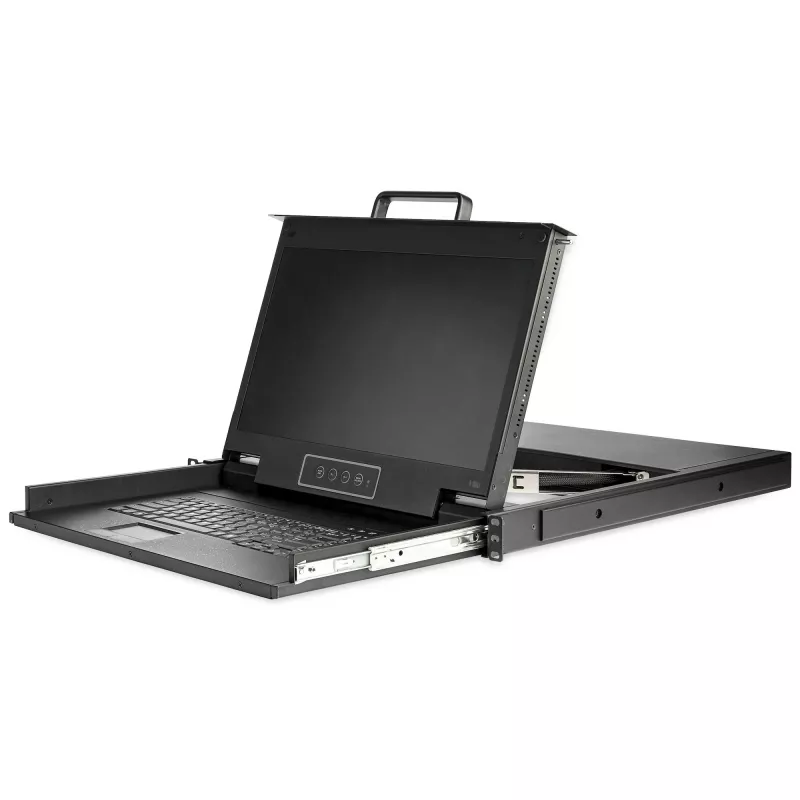 StarTech.com 1U LCD KVM konsole ar 17,3 collu HD monitoru, VGA, USB, 1920x1080, iekšējais tastatūras un skārienpaliktņa bloks