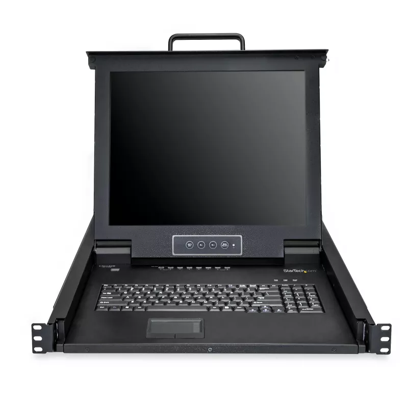 StarTech.com 8 Portu Rackmontāžas KVM Konsole ar 6 pēdu Kabeļiem - Integrēts KVM Slēdzis ar 17 collu LCD Monitoru - Pilnvērtīga 1U LCD KVM Atvilktne - OSD KVM - Izturīgs 50 000 MTBF - USB + VGA Atbalsts
