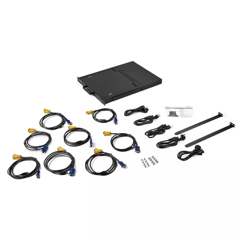 StarTech.com 8 Portu Rackmontāžas KVM Konsole ar 6 pēdu Kabeļiem - Integrēts KVM Slēdzis ar 17 collu LCD Monitoru - Pilnvērtīga 1U LCD KVM Atvilktne - OSD KVM - Izturīgs 50 000 MTBF - USB + VGA Atbalsts
