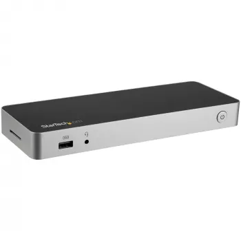 StarTech.com USB-C dokstacija - Divi monitori HDMI un DisplayPort 4K 30Hz - USB Type-C klēpjdatora dokstacija ar 60W barošanu, SD, 4-portu USB-A 3.0 centrmezgls, GbE, Audio - saderīga ar Thunderbolt 3