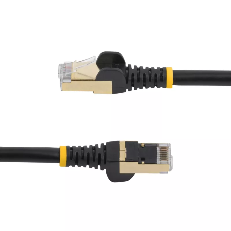 StarTech.com CAT6a Ethernet kabelis 0,5m - 10 Gigabit ekranēts, bezķēžu RJ45, 100W PoE - 10GbE STP tīkla kabelis ar sprieguma atslogotāju - Melns, individuāli testēts, UL sertificēts