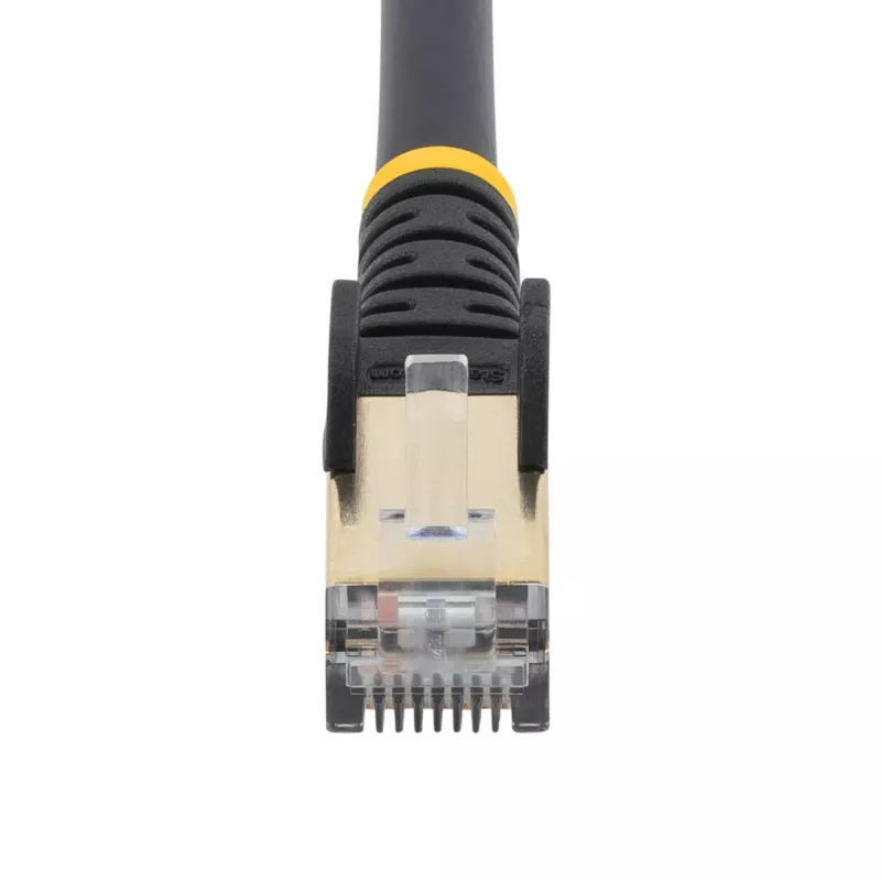 StarTech.com CAT6a Ethernet kabelis 0,5m - 10 Gigabit ekranēts, bezķēžu RJ45, 100W PoE - 10GbE STP tīkla kabelis ar sprieguma atslogotāju - Melns, individuāli testēts, UL sertificēts