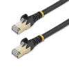 StarTech.com CAT6a Ethernet kabelis 0,5m - 10 Gigabit ekranēts, bezķēžu RJ45, 100W PoE - 10GbE STP tīkla kabelis ar sprieguma atslogotāju - Melns, individuāli testēts, UL sertificēts